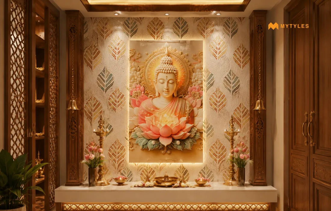 Buddha Pooja room tiles
